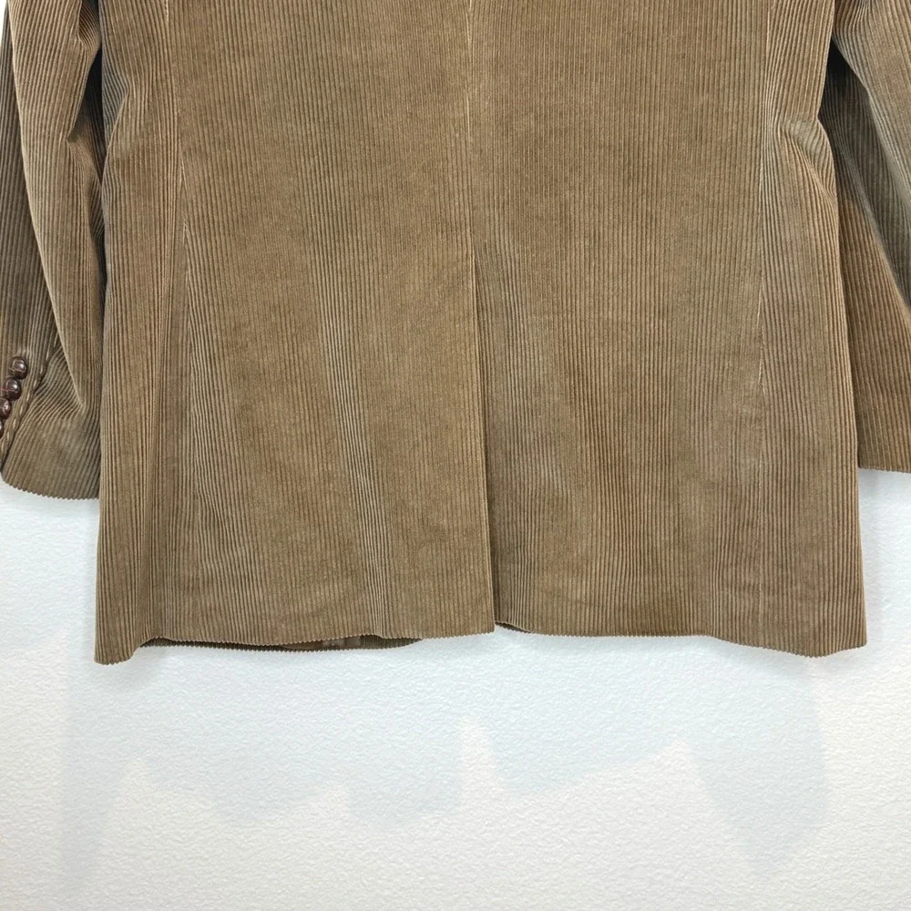 COVINGTON Corduroy Mens Sport Coat 46R Lt Brown Leather Buttons Professor Preppy